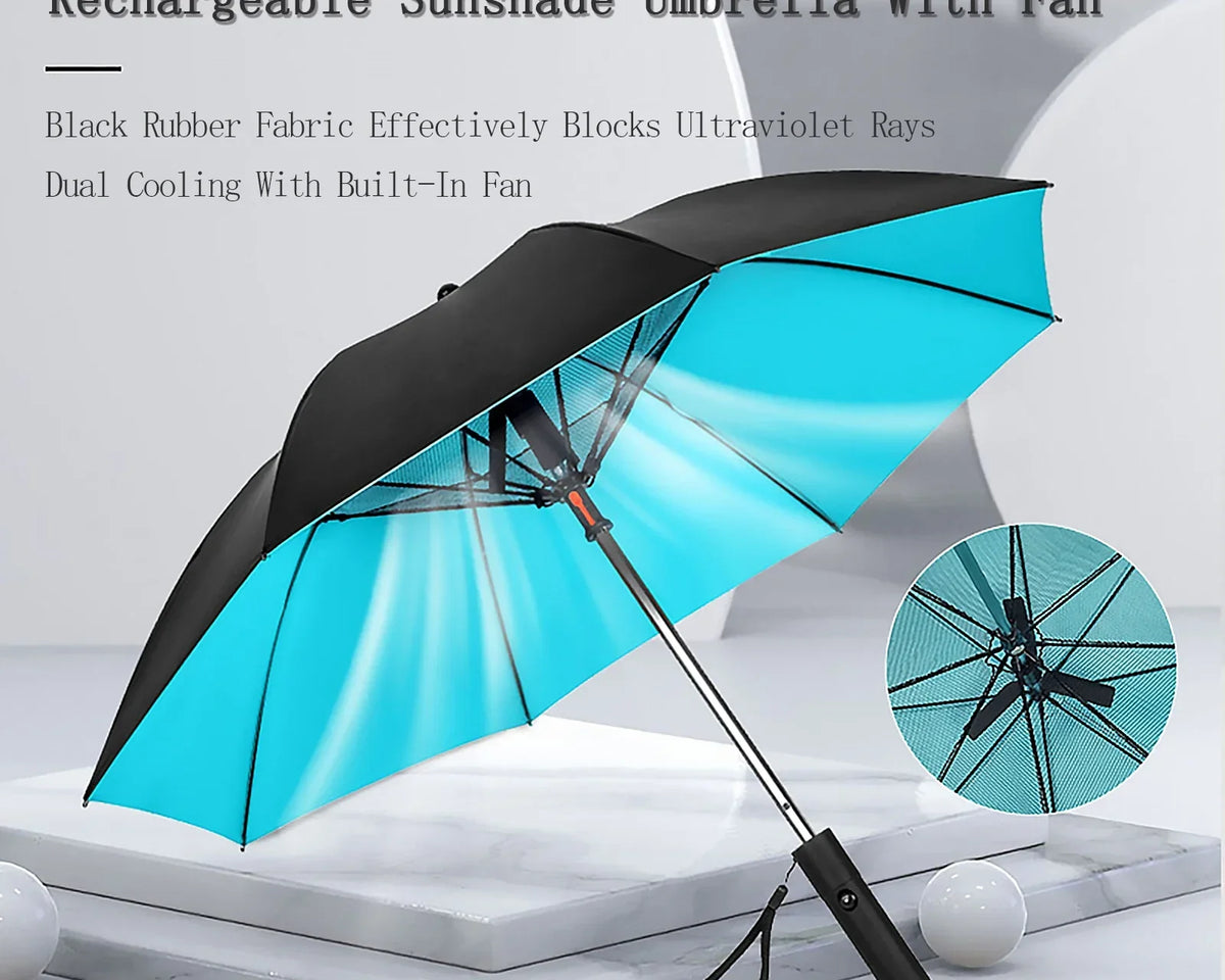 BreezeShade™ - Portable Umbrella with Fan
