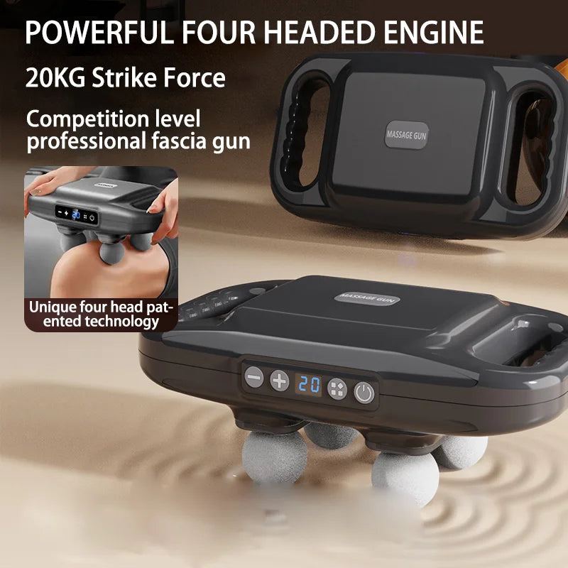 PulseGun - Professional Square Four Head Gun For Deep Tissue Massage