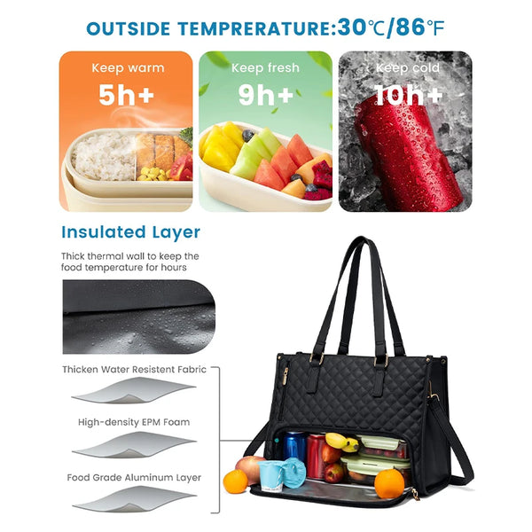 ChicCarrier ™  2-in-1 Laptop Bag with Insulated Lunch Compartment