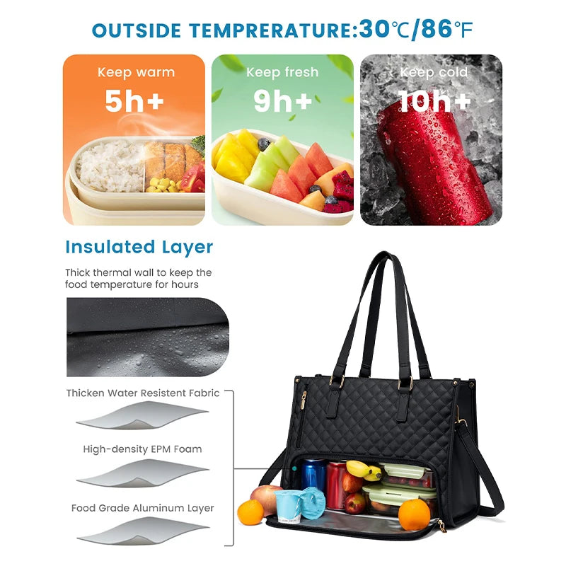 ChicCarrier ™  2-in-1 Laptop Bag with Insulated Lunch Compartment