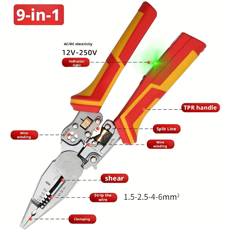 9-In-1 Wire Stripper with Voltage Tester