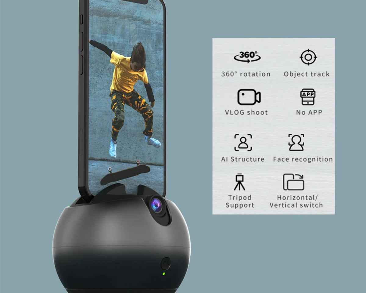 FocusFlow™ - AI Auto Face Tracking Tripod 360 Rotation