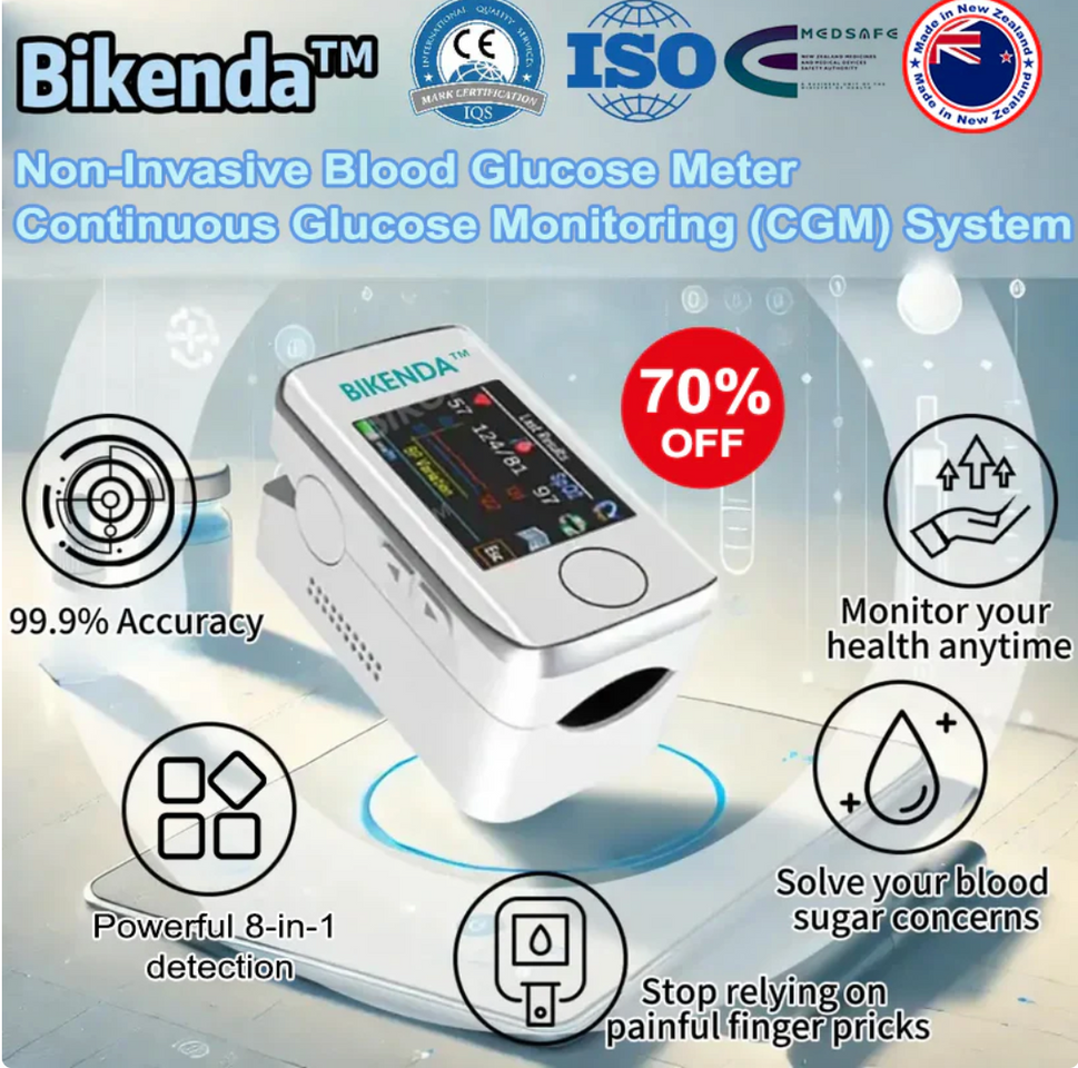 Bikenda™ Non-Invasive Blood Glucose Meter (Powerful 8-in-1 detection)