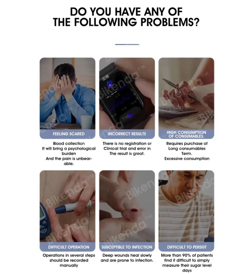 Bikenda™ Non-Invasive Blood Glucose Meter (Powerful 8-in-1 detection)