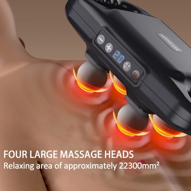 PulseGun - Professional Square Four Head Gun For Deep Tissue Massage