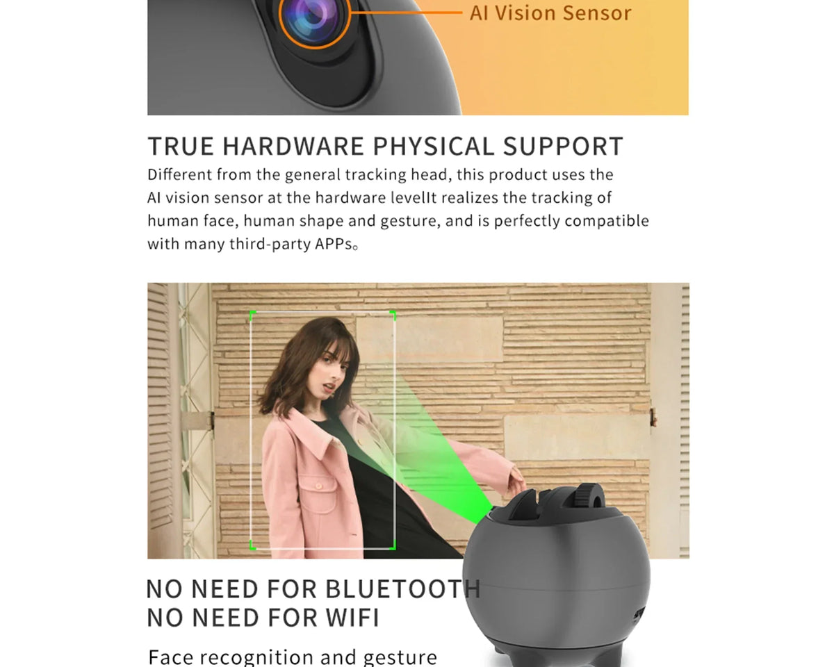 FocusFlow™ - AI Auto Face Tracking Tripod 360 Rotation