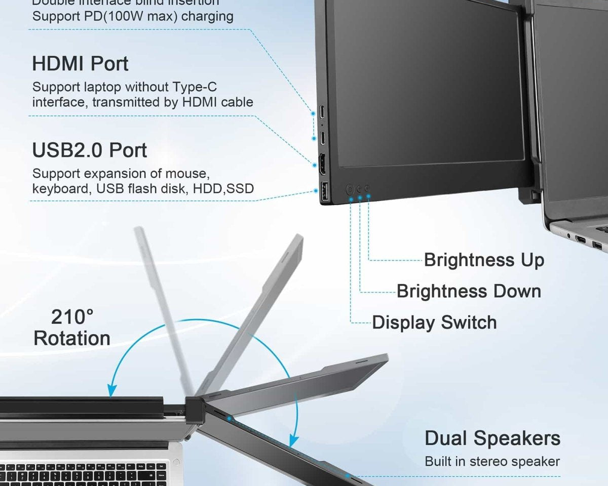 DoubleScreen ™ - Smart Portable Laptop Monitor Extender - TumTum