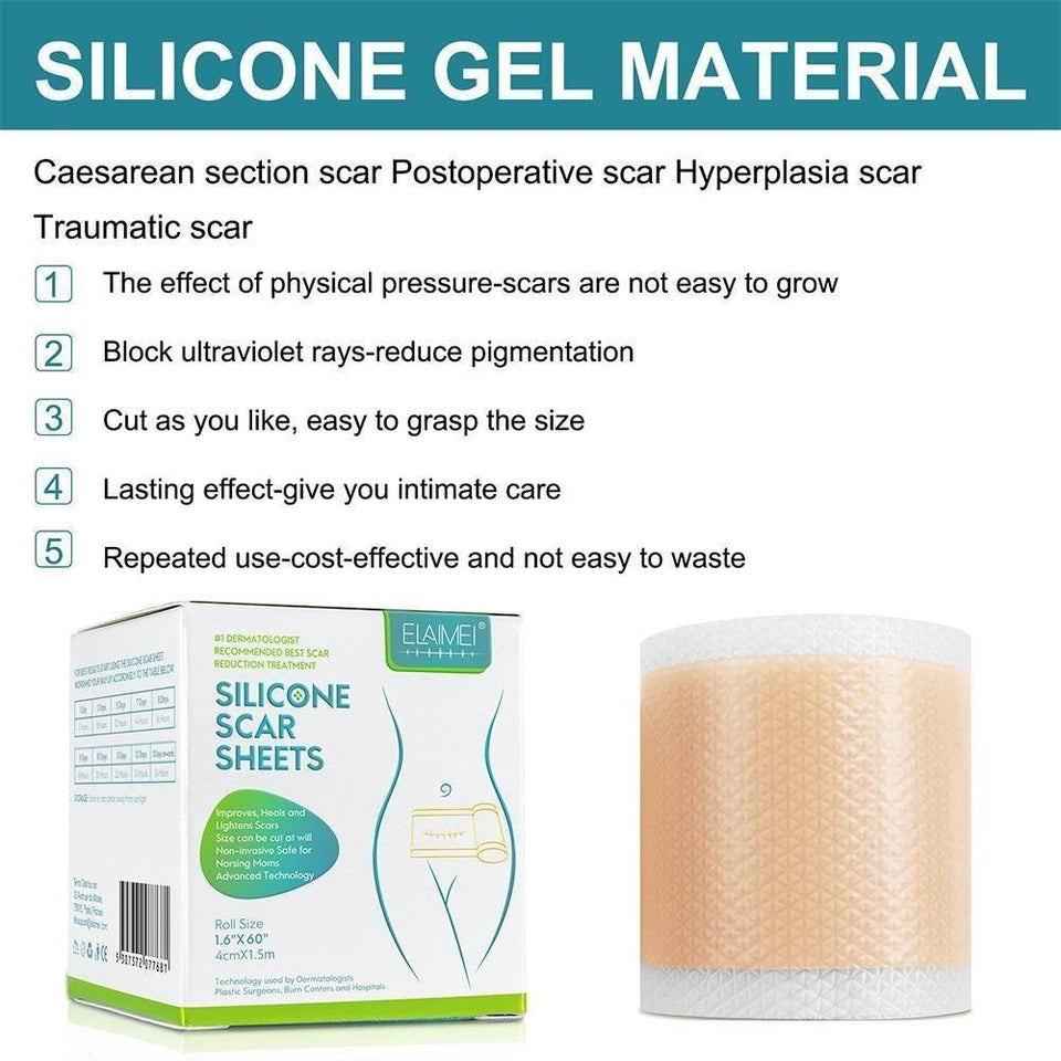 ELAIMEI™ Medical Soft Silicone Gel Tape for Scar Removal (1.6” x 60”） - TumTum