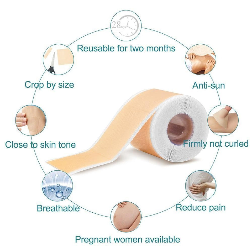 ELAIMEI™ Medical Soft Silicone Gel Tape for Scar Removal (1.6” x 60”） - TumTum