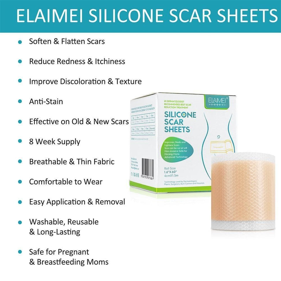 ELAIMEI™ Medical Soft Silicone Gel Tape for Scar Removal (1.6” x 60”） - TumTum