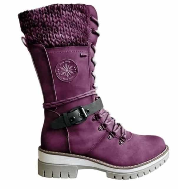 ELKee™ - Women Buckle Lace Knitted Mid-calf Boots - TumTum