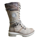 ELKee™ - Women Buckle Lace Knitted Mid-calf Boots - TumTum