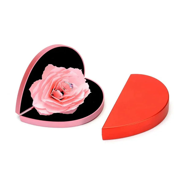 LoveNest™ - 3D Heart Shape Rose Flower Ring Box - TumTum