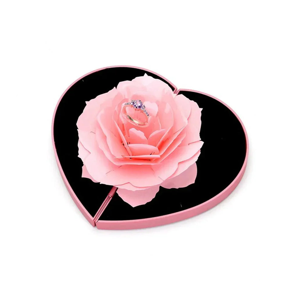 LoveNest™ - 3D Heart Shape Rose Flower Ring Box - TumTum