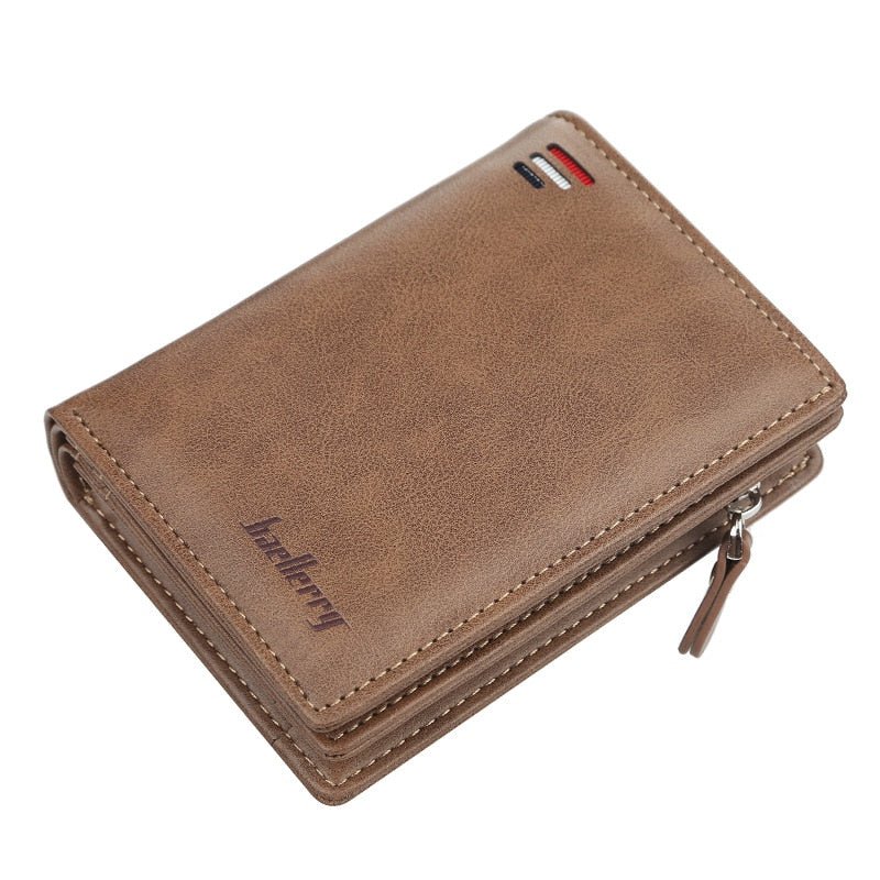 Men's Vertical Leather Wallet with Zipper - TumTum