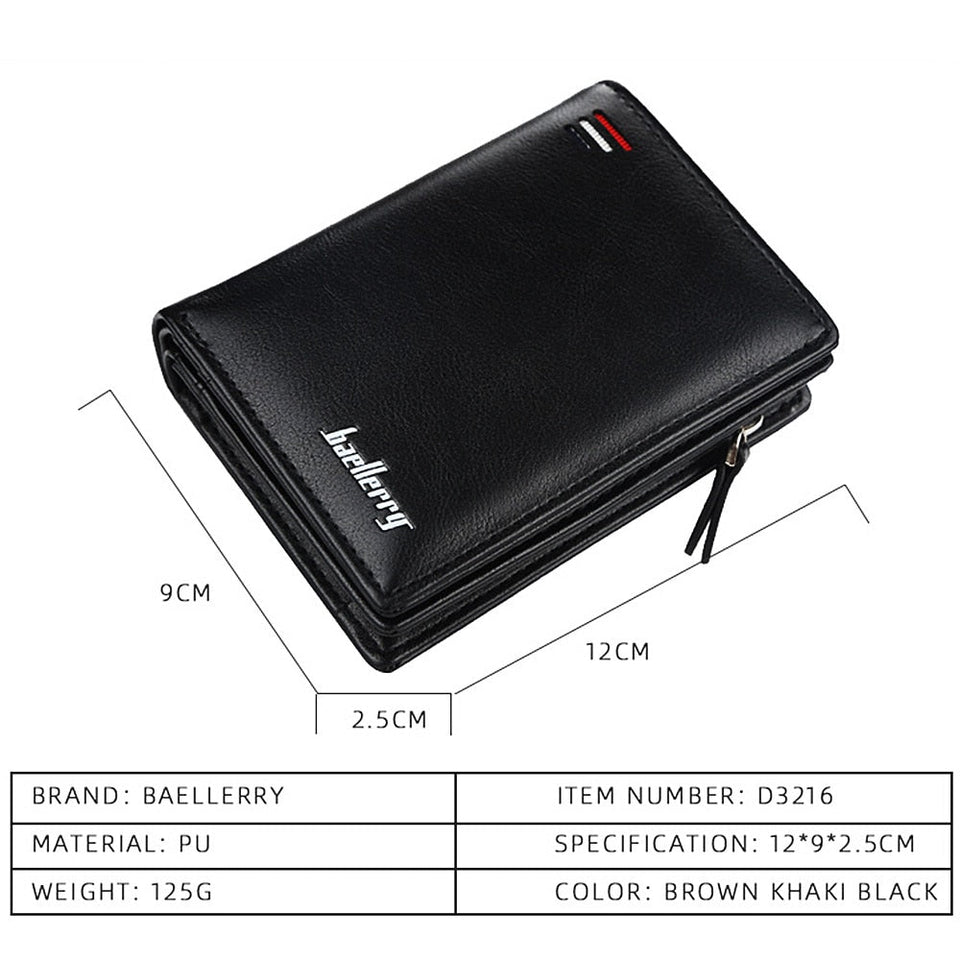 Men's Vertical Leather Wallet with Zipper - TumTum