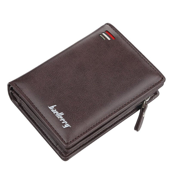 Men's Vertical Leather Wallet with Zipper - TumTum