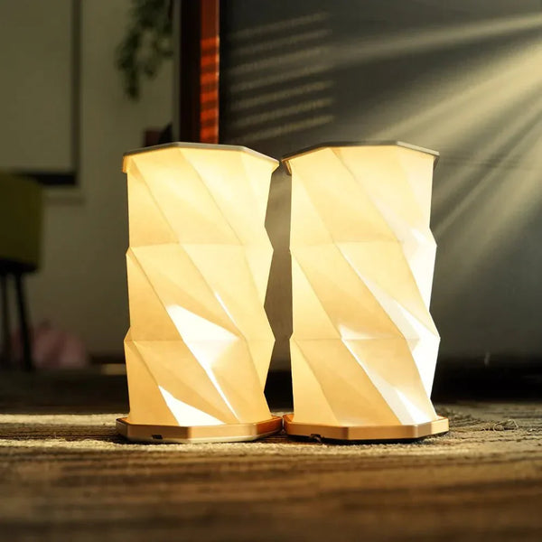RetroGlow™ - Vintage Wooden Folding Paper USB Rechargeable Lantern - TumTum
