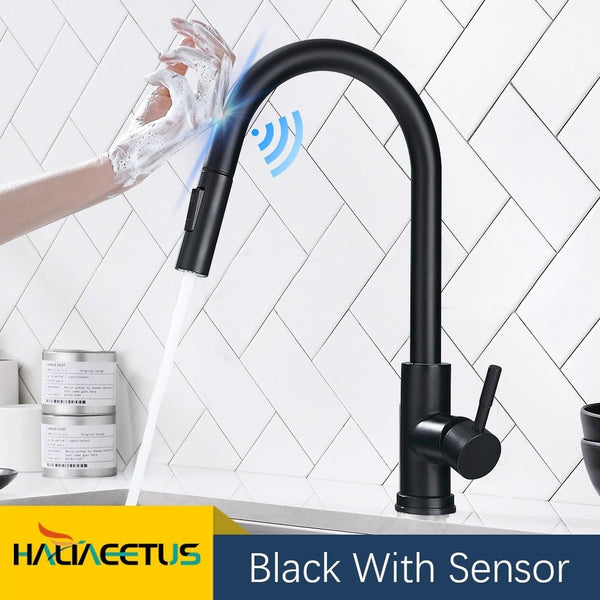 Smart Stainless Steel Sensor Kitchen Faucet [With Pull Out & Spray Head] - TumTum