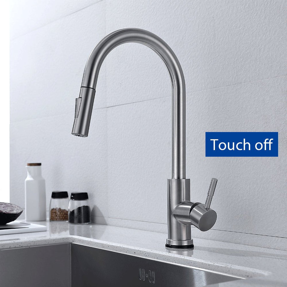 Smart Stainless Steel Sensor Kitchen Faucet [With Pull Out & Spray Head] - TumTum
