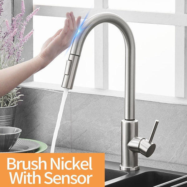 Smart Stainless Steel Sensor Kitchen Faucet [With Pull Out & Spray Head] - TumTum