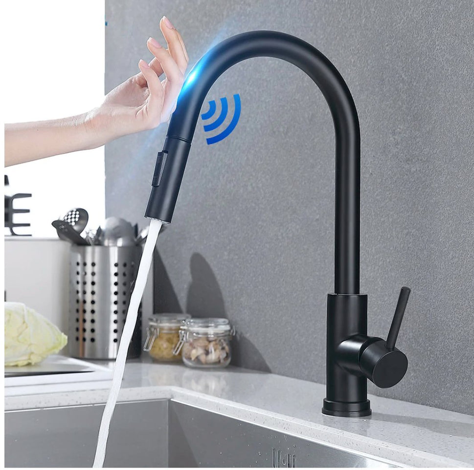 Smart Stainless Steel Sensor Kitchen Faucet [With Pull Out & Spray Head] - TumTum