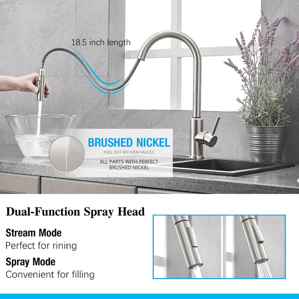 Smart Stainless Steel Sensor Kitchen Faucet [With Pull Out & Spray Head] - TumTum