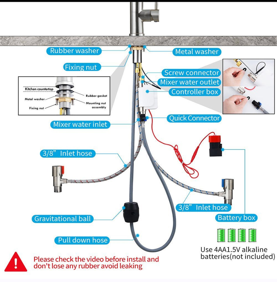 Smart Stainless Steel Sensor Kitchen Faucet [With Pull Out & Spray Head] - TumTum