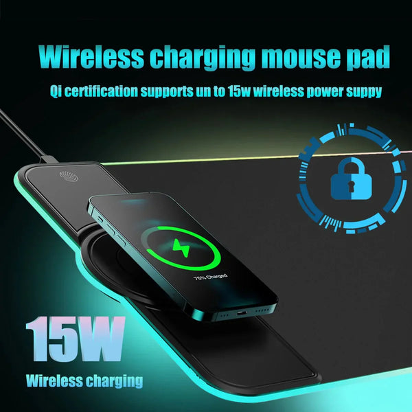 VortexPad™ - RGB Gaming Mouse Pad 15W Fast Wireless Charging - TumTum